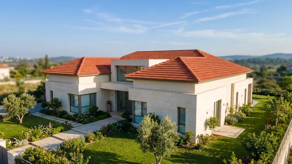 בית פרטי עם גג רעפים חדש שהותקן על ידי טופ רעפים